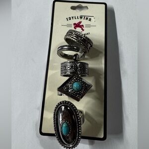 Size 7, 8 & 9 Idyllwind Silver and Turquoise Ring Set